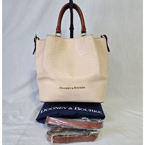 Dooney & Bourke Barlow Lizard Embossed Leather Tote Cream